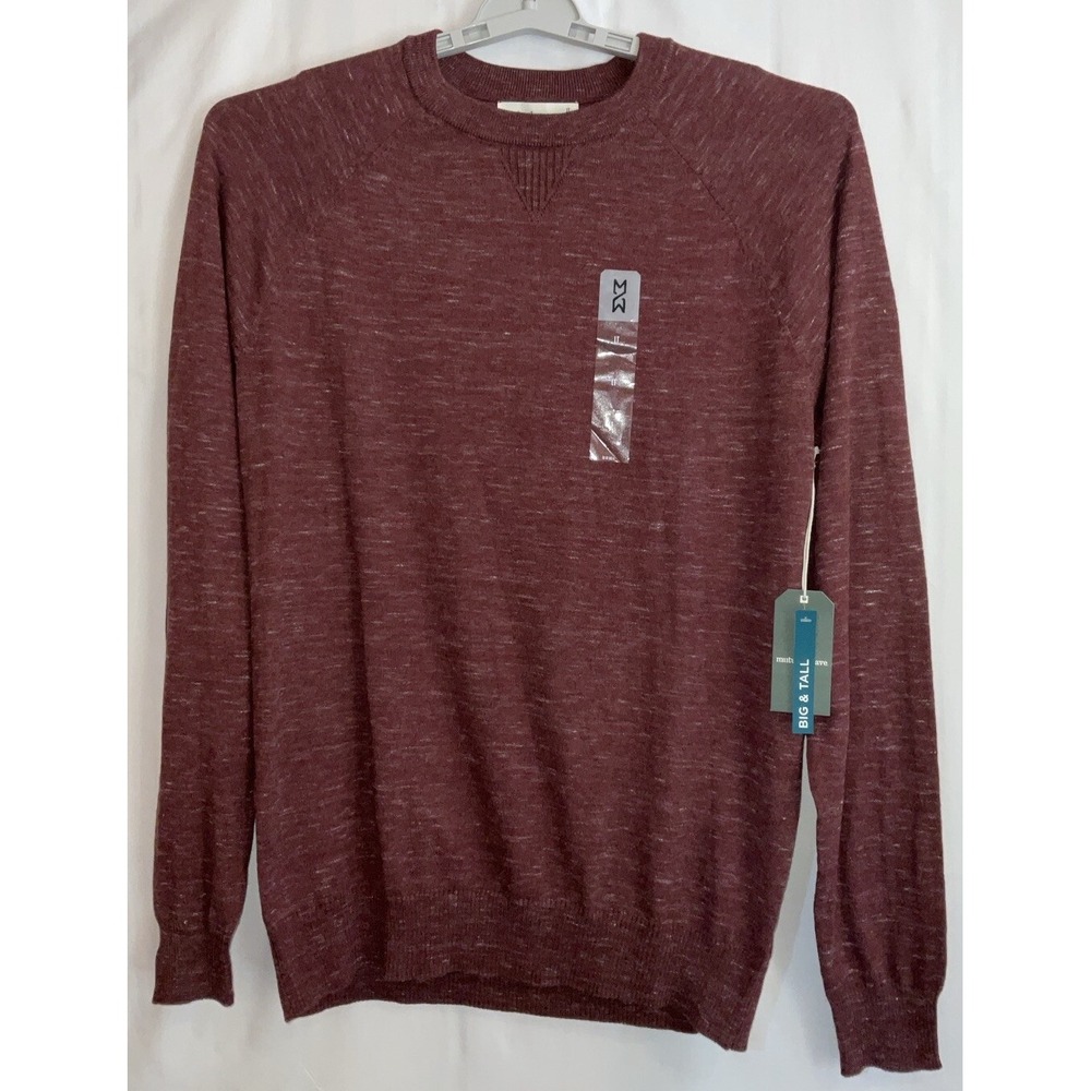NWT Men's Big Tall Mutual Weave Lightweight Sweater Burgundy‎ Heather Large Tall